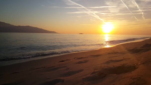 Sonnenuntergang Strand Von Keramoti Griechenland — Stockvideo