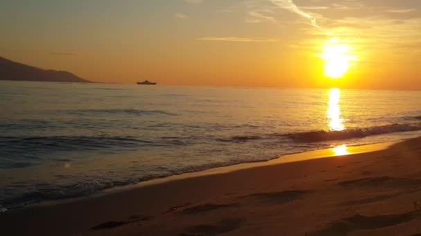 Sonnenuntergang Strand Von Keramoti Griechenland — Stockvideo