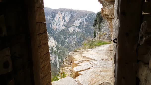 Puerta Que Abre Monasterio Saint Paraskevi Monasterio Abandonado Zagori Grecia — Vídeos de Stock