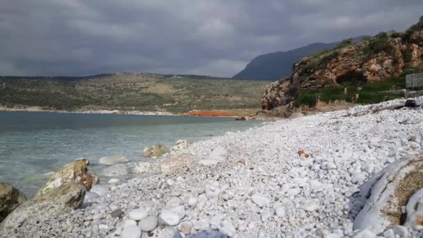 Plajă Pietre Albe Exo Nimfio Grecia — Videoclip de stoc