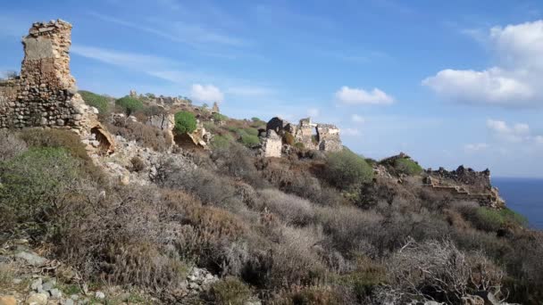 希腊Monemvasia村的废墟 — 图库视频影像