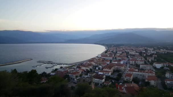 Uitzicht Vanaf Kasteel Van Paralio Astros Griekenland — Stockvideo