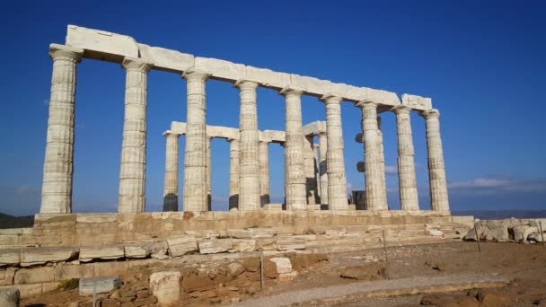 Храм Посейдона Мисі Соніо Греція — стокове відео