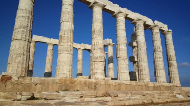 Poseidons Tempel Vid Kap Sounio Grekland — Stockvideo