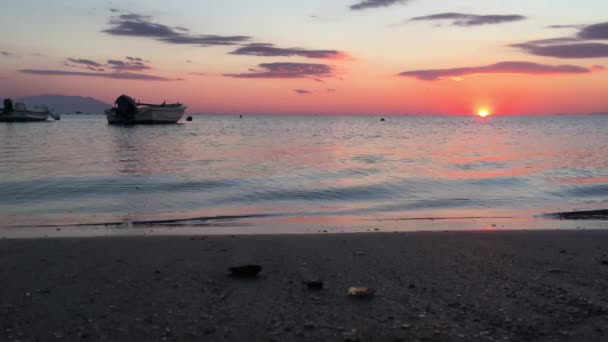 Coucher Soleil Sur Plage Alexandroupolis Grèce — Video