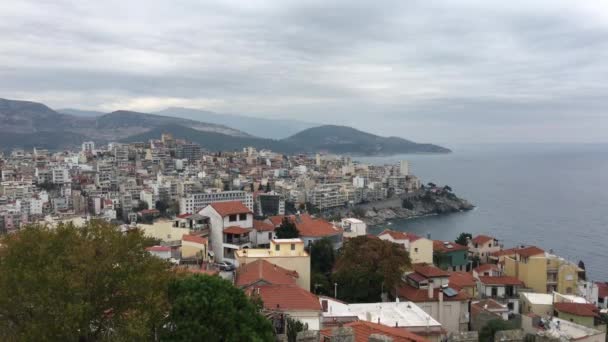 Vista Sobre Kavala Castelo Byzantine Greece — Vídeo de Stock