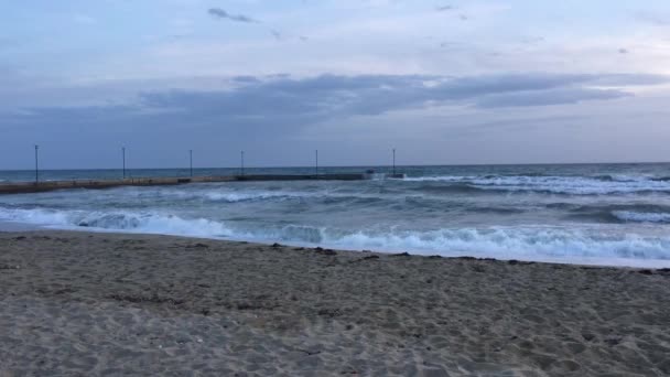 Stormy Weather Beach Nea Kallikratia Greece — Stock Video