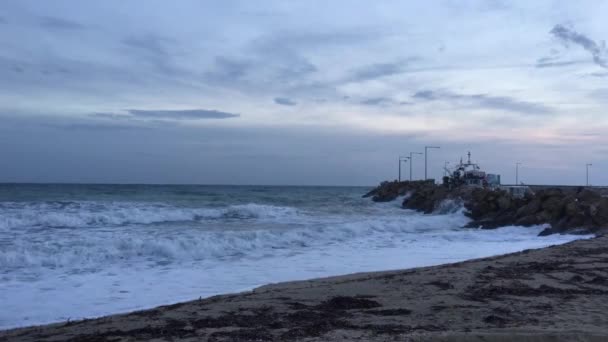 Stormy Weather Beach Nea Kallikratia Greece — Stock Video