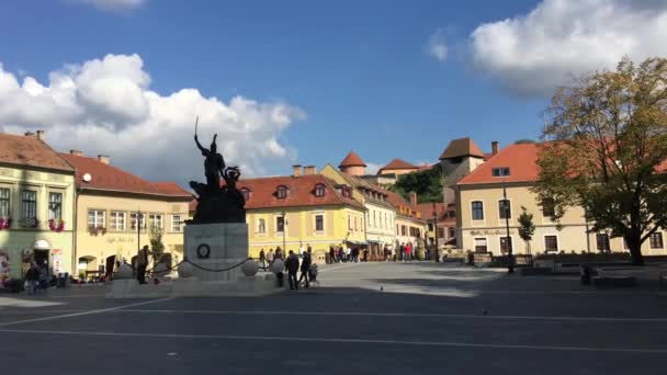 Eger Hungary的老城区广场 — 图库视频影像