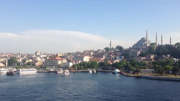 Trajekt Zlatého Rohu Hali Hlavní Městské Vodní Cesty Atatrk Bridge — Stock video