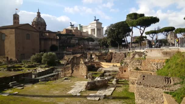 ローマのサンルーカ マルティナ教会とローマのフォーラムイタリア — ストック動画