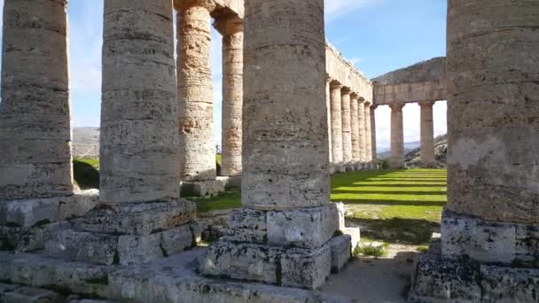 Pan Från Doric Templet Segesta Italien — Stockvideo