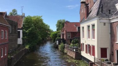 Appingedam Groningen 'deki Kanal Damsterdiep Hollanda