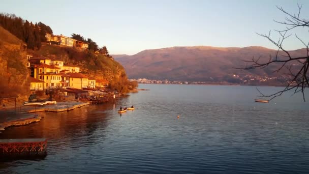 Case Lungo Lago Ohrid Macedonia — Video Stock