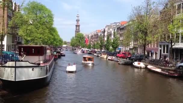 Turismo Los Canales Amsterdam Países Bajos — Vídeo de stock