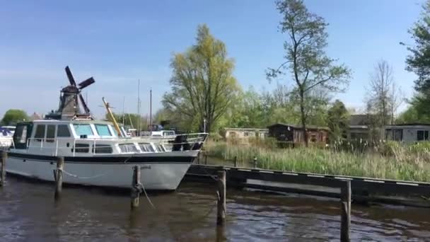 Segeln Zur Windmühle Ijlst Friesland Niederlande — Stockvideo