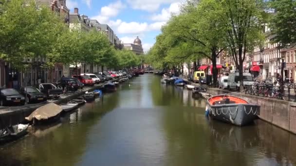 Kanaal Amsterdam Nederland — Stockvideo