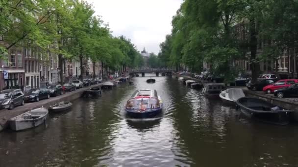Crucero Por Canal Amsterdam Holanda — Vídeo de stock