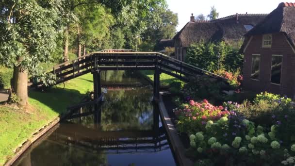 Bridges Canal Giethoorn Netherlands — Stock Video