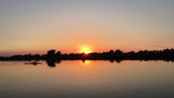 Kanufahren Bei Sonnenuntergang Sneek Friesland Niederlande — Stockvideo