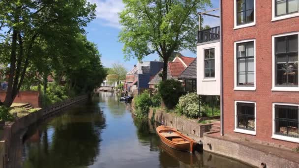 Canal Damsterdiep Appingedam Groningen Países Bajos — Vídeo de stock