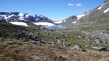 Norveç 'in Jotunheimen Ulusal Parkı dağlarında kar yağışıweather forecast