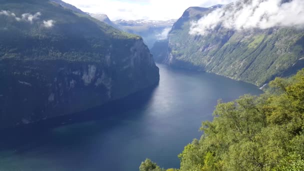 Norveç Teki Geiranger Fiyort Manzarası — Stok video