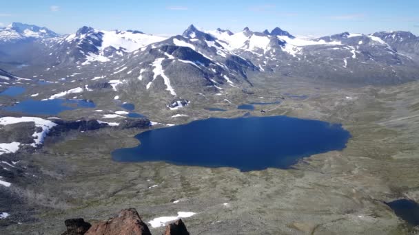 Seen Und Gebirgslandschaft Jotunheimen Nationalpark Norwegen — Stockvideo