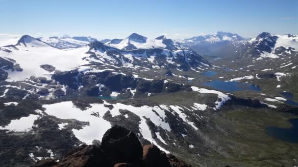 Sněžná Horská Krajina Národním Parku Jotunheimen Norsko — Stock video