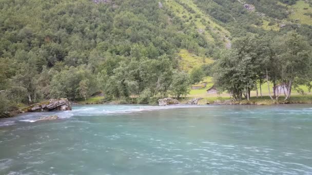 Lago Del Río Parque Morkidsdalen Skjolden Noruega — Vídeos de Stock