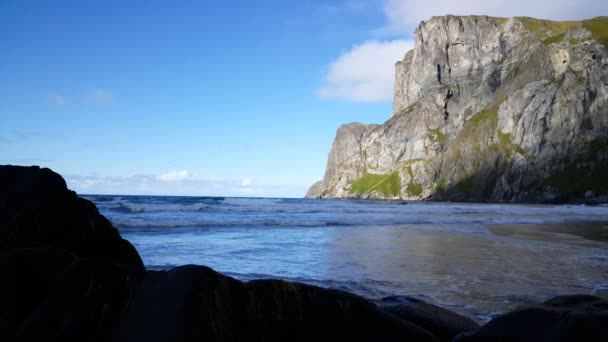 Strand Von Kvalvika Norwegen — Stockvideo