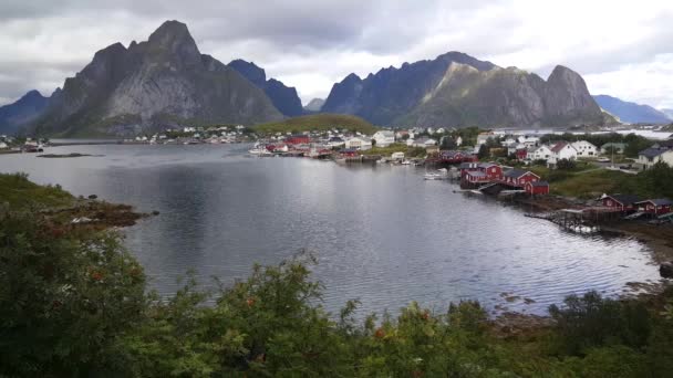 ノルウェーの漁村ライン — ストック動画