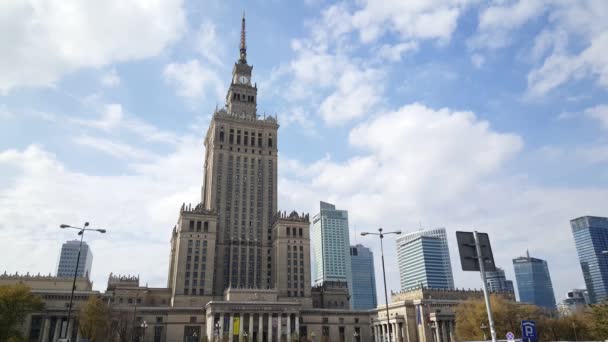 Palacio Cultura Ciencia Varsovia Polonia — Vídeo de stock
