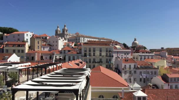 Widok Miasto Lizbona Miradouro Das Portas Sol Taras Widokowy Portugalii — Wideo stockowe