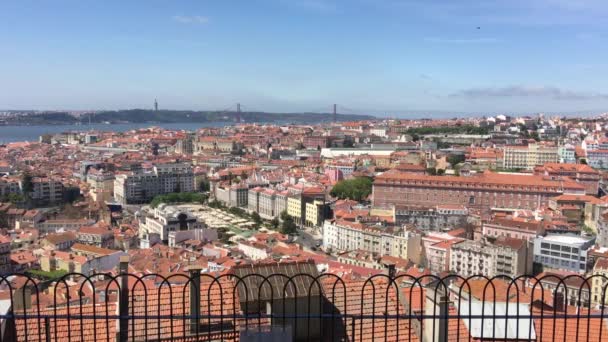 Stadsutsikt Från Miradouro Senhora Monte Lissabon Portugal — Stockvideo