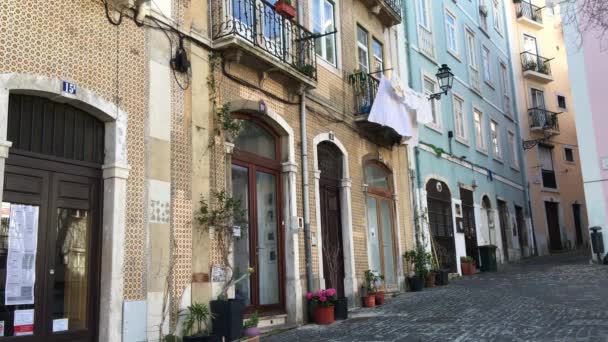 Historiska Hus Lissabons Gamla Stad Portugal — Stockvideo
