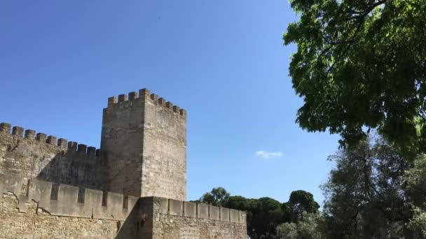 Tornet Vid Castelo Jorge Lissabon Portugal — Stockvideo