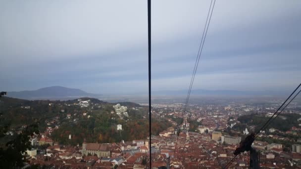 Vista Desde Telesilla Hacia Monte Tampa Brasov Rumania — Vídeos de Stock