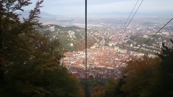 Uitzicht Vanaf Een Skilift Richting Berg Tampa Brasov Roemenië — Stockvideo