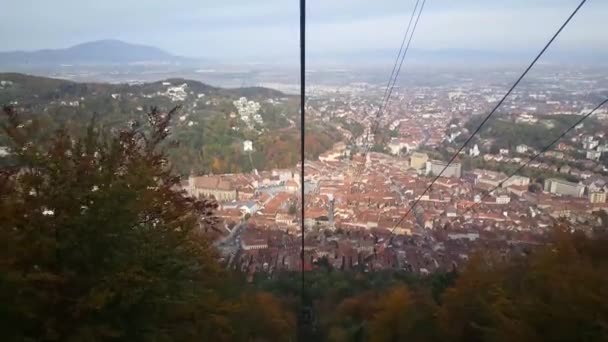 Uitzicht Vanaf Een Skilift Richting Berg Tampa Brasov Roemenië — Stockvideo