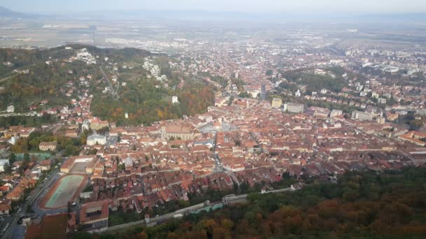 Uitzicht Brasov Vanaf Berg Tampa Roemenië — Stockvideo