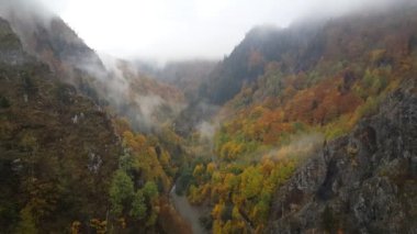 Romanya 'da sonbaharda Vidraru barajından manzara