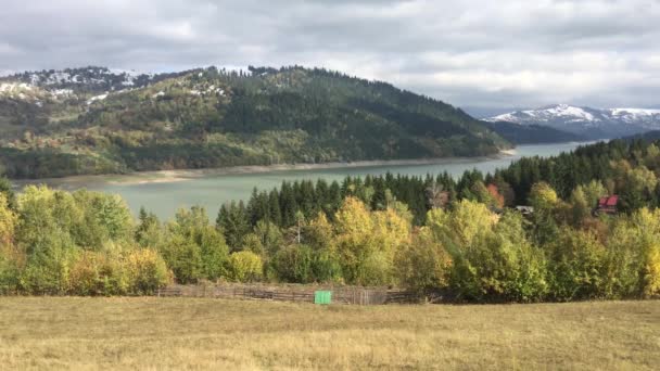 Vue Paysage Depuis Lac Bicaz Roumanie — Video