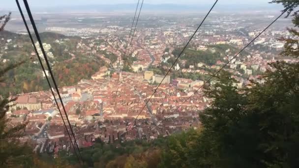 Vista Desde Telesilla Hacia Monte Tampa Brasov Rumania — Vídeos de Stock
