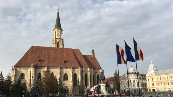 Igreja São Miguel Cluj Napoca Roménia — Vídeo de Stock