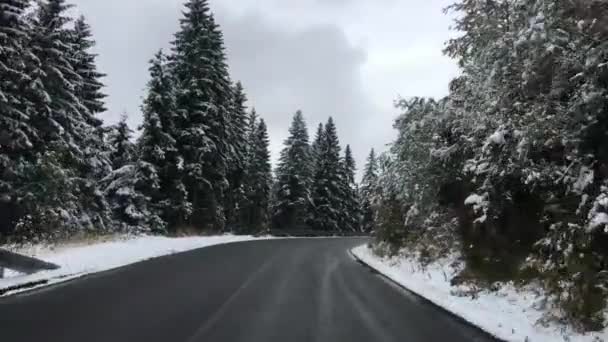 Conduire Travers Parc National Enneigé Des Basses Tatras Slovaquie — Video