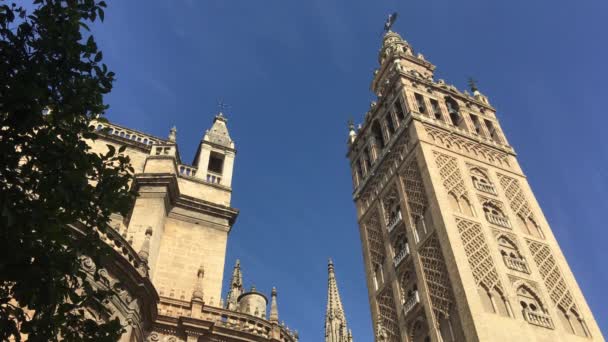 Sevillská Katedrála Giralda Zvonice Španělsku — Stock video
