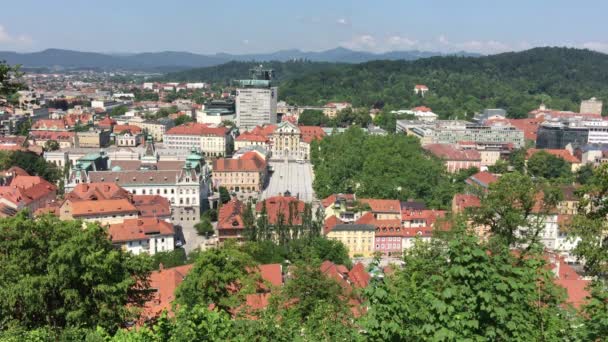 Pemandangan Dari Kastil Ljubljana Atas Kota Tua Ljubljana Slovenia — Stok Video