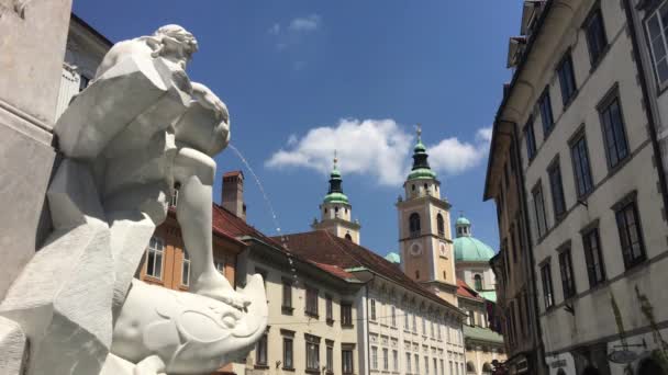 Fontaine Robba Cathédrale Ljubljana Slovénie — Video