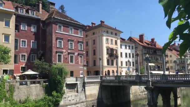 Ljubljana Slott Den Gamla Staden Ljubljana Slovenien — Stockvideo
